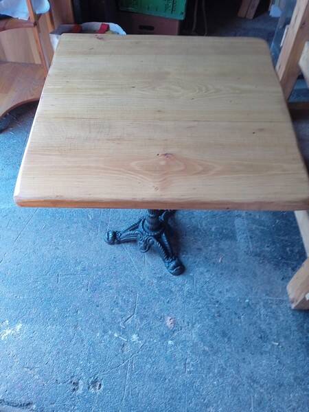 Vintage bistro gueridon table 65/65 cm wood and cast iron