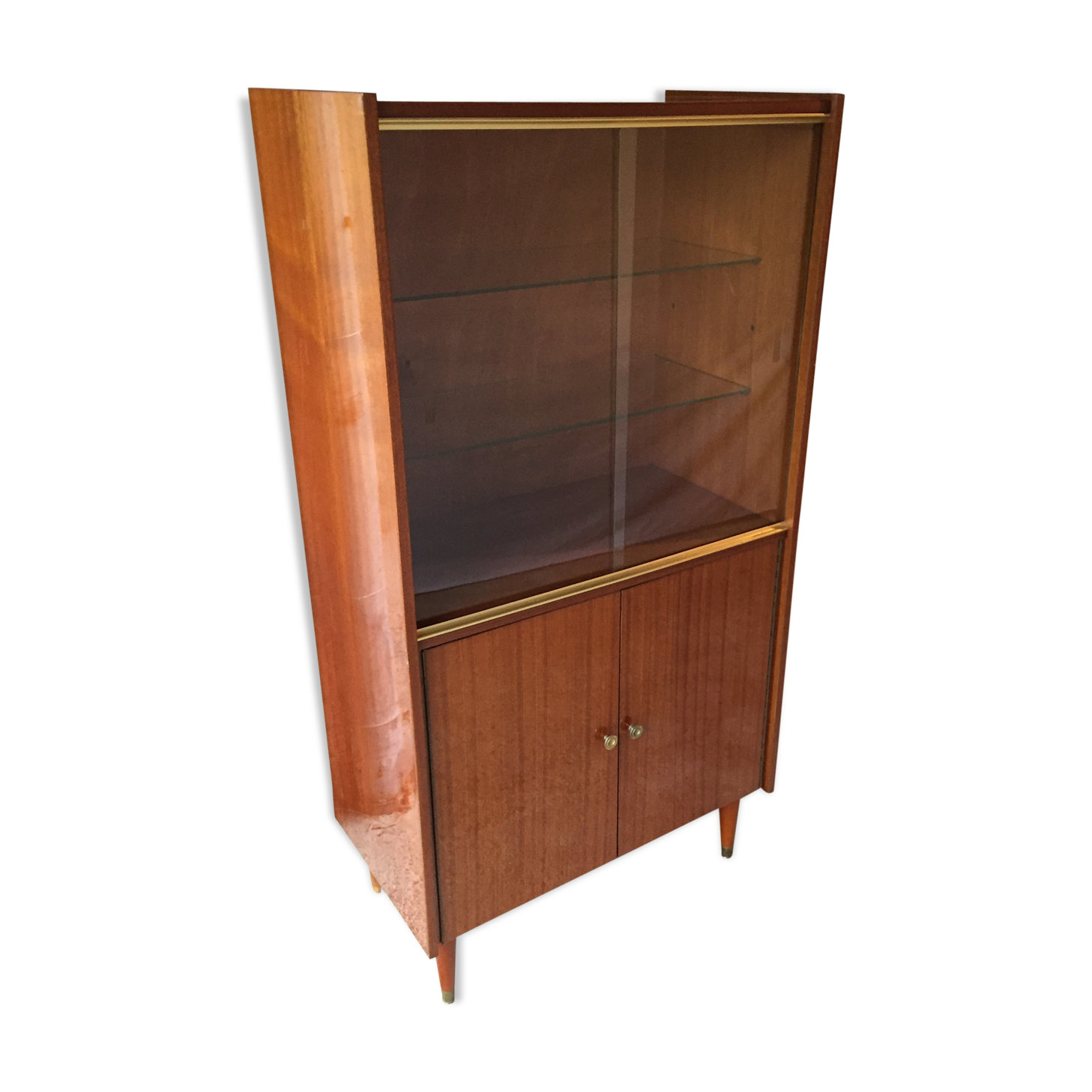 Buffet vaisselier vintage 1950 avec vitrine