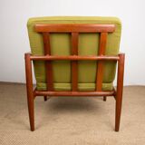 Pair of Danish Teak and fabric armchairs by Børge Jensen & Sønner 1960.