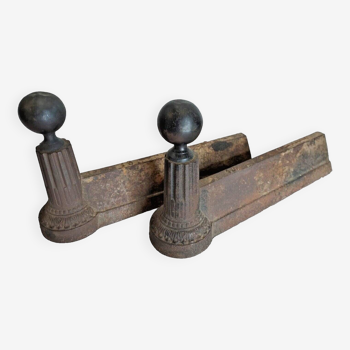 Pair of cast iron andirons