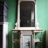 Italian hand-painted Console Table with Mirror and floral painting