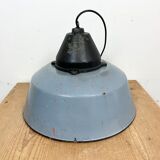 Industrial Grey Enamel and Cast Iron Pendant Light, 1960s