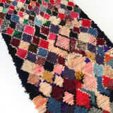 Tapis berbère Boucherouite vintage à losanges multicolores 173x146cm