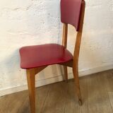 Lot of 4 vintage chairs in red skai
