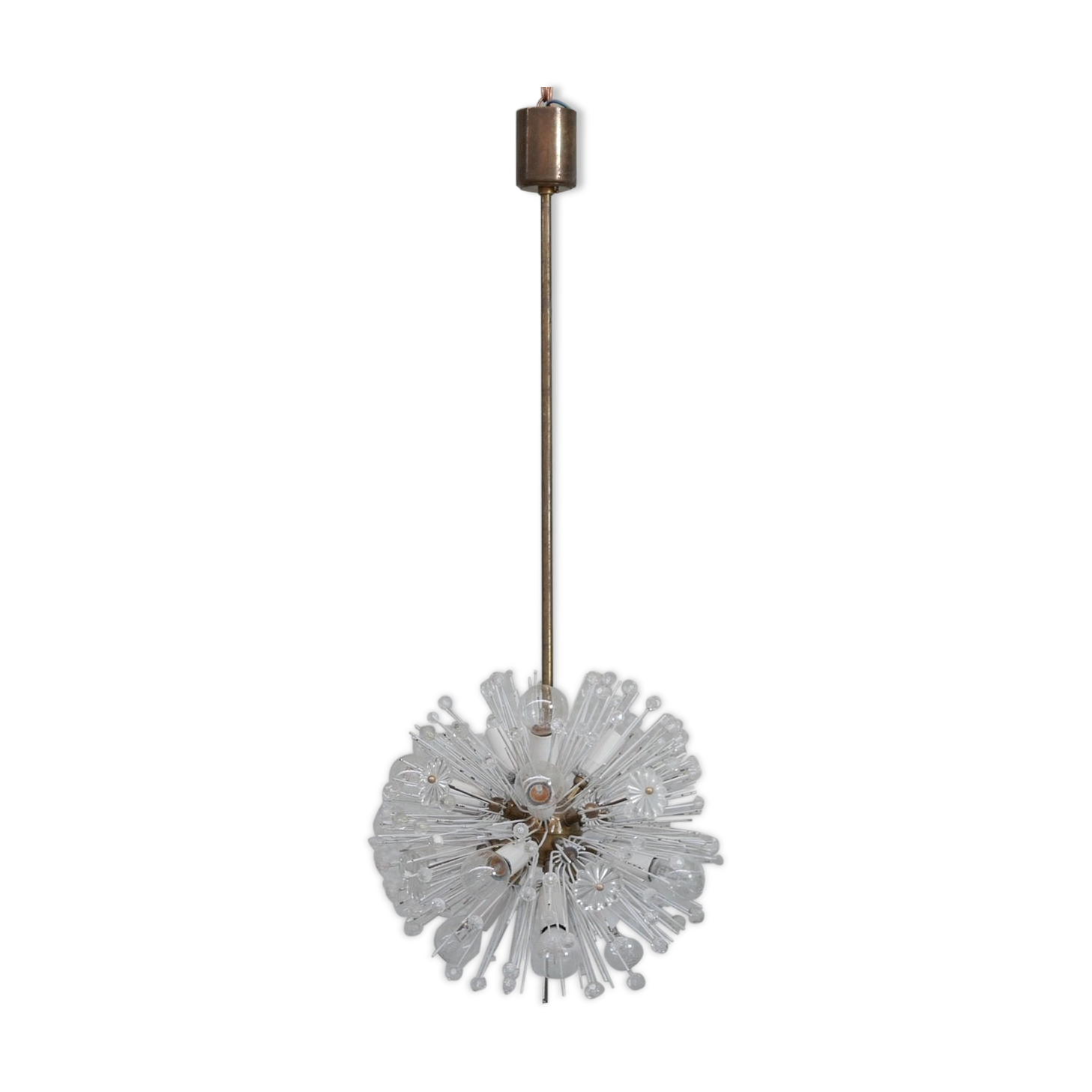 Austrian Mid-Century Glass and Brass Chandelier Pendant by Emil Stejnar