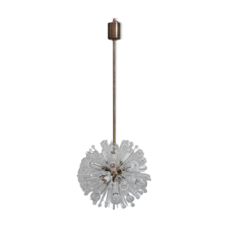 Austrian Mid-Century Glass and Brass Chandelier Pendant by Emil Stejnar