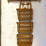 Vintage Peacock Rattan Desk Organizer