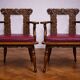 Pair of antique carved armchairs in Renaissance / Louis XIII / 19th century style.