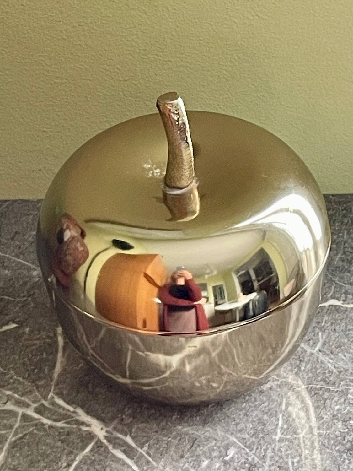 Vintage golden metal apple box