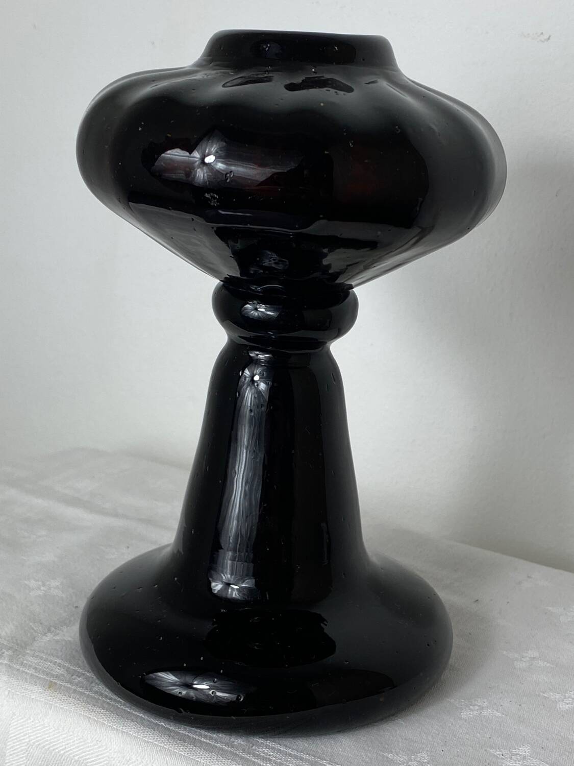 Amber glass candle holder