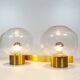 Large vintage brass and mouth blown glass wall light