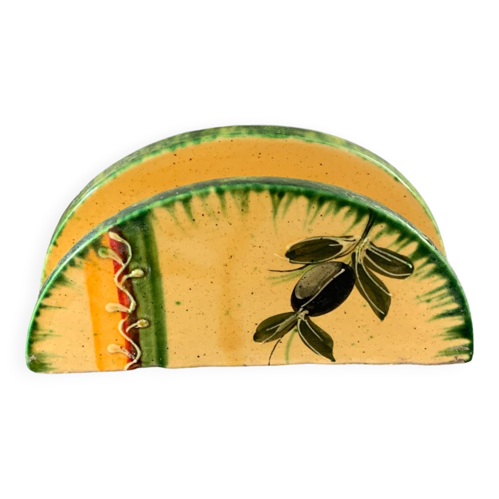Olive decorative ceramic letter/napkin holder