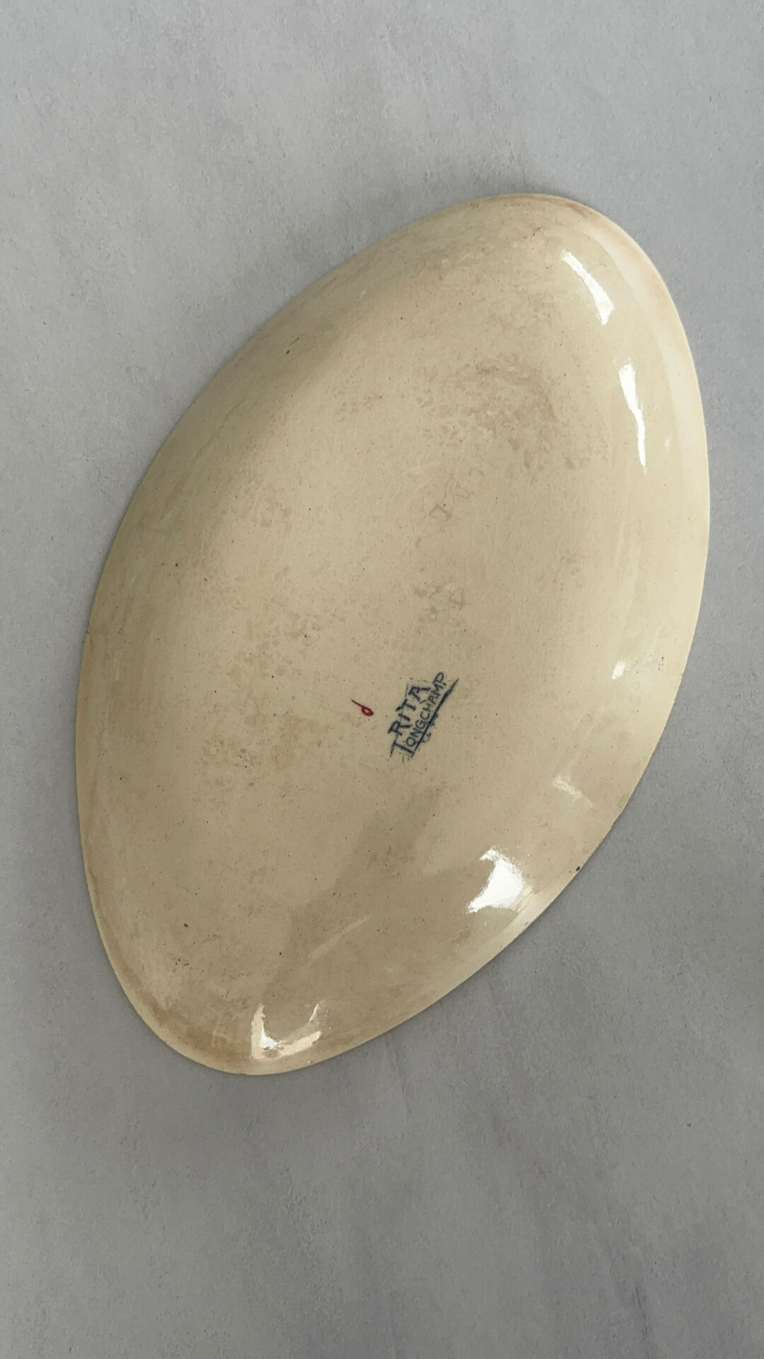 Ravier ironstone Longchamp model Rita - oval dish antique earthenware