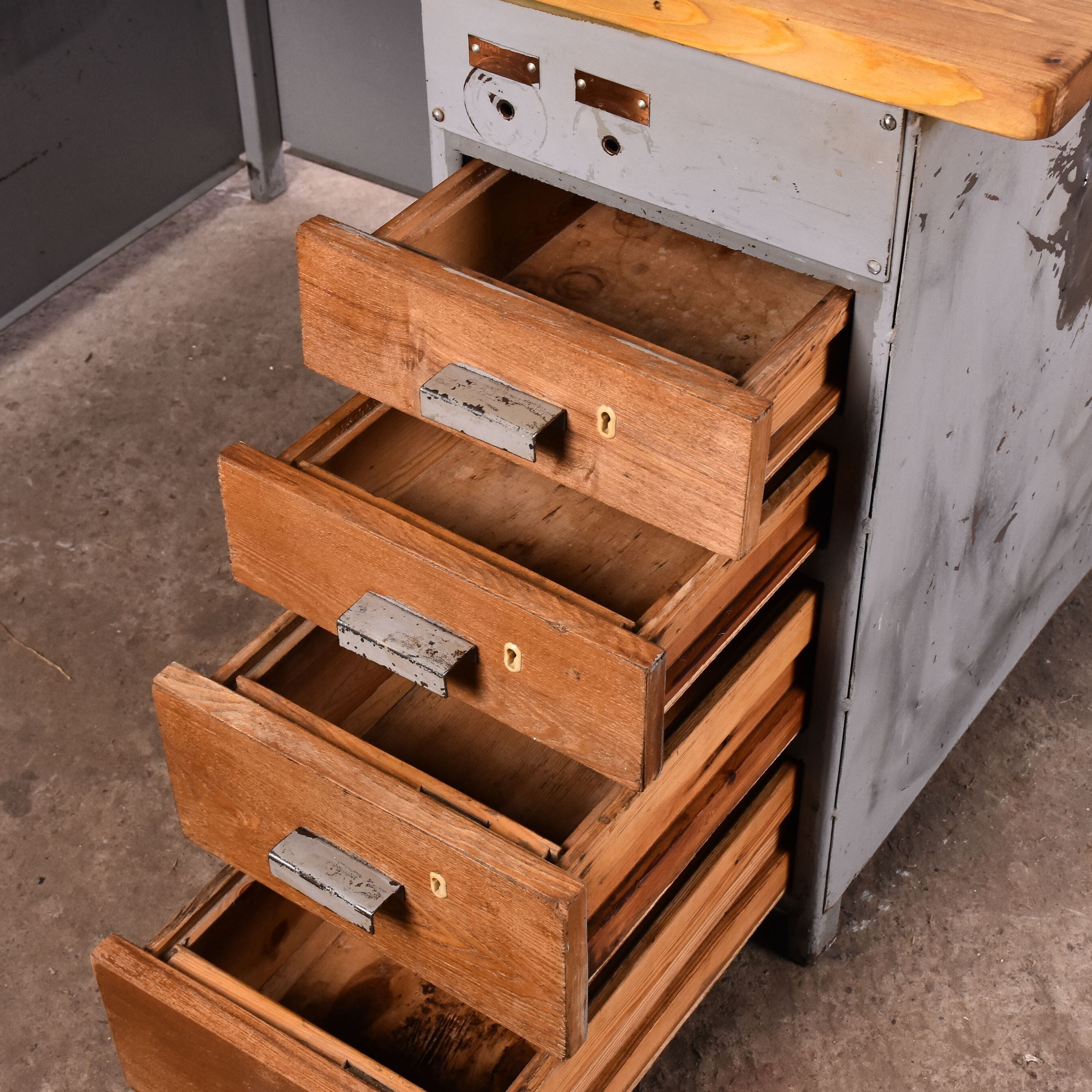 Vintage metal workbench