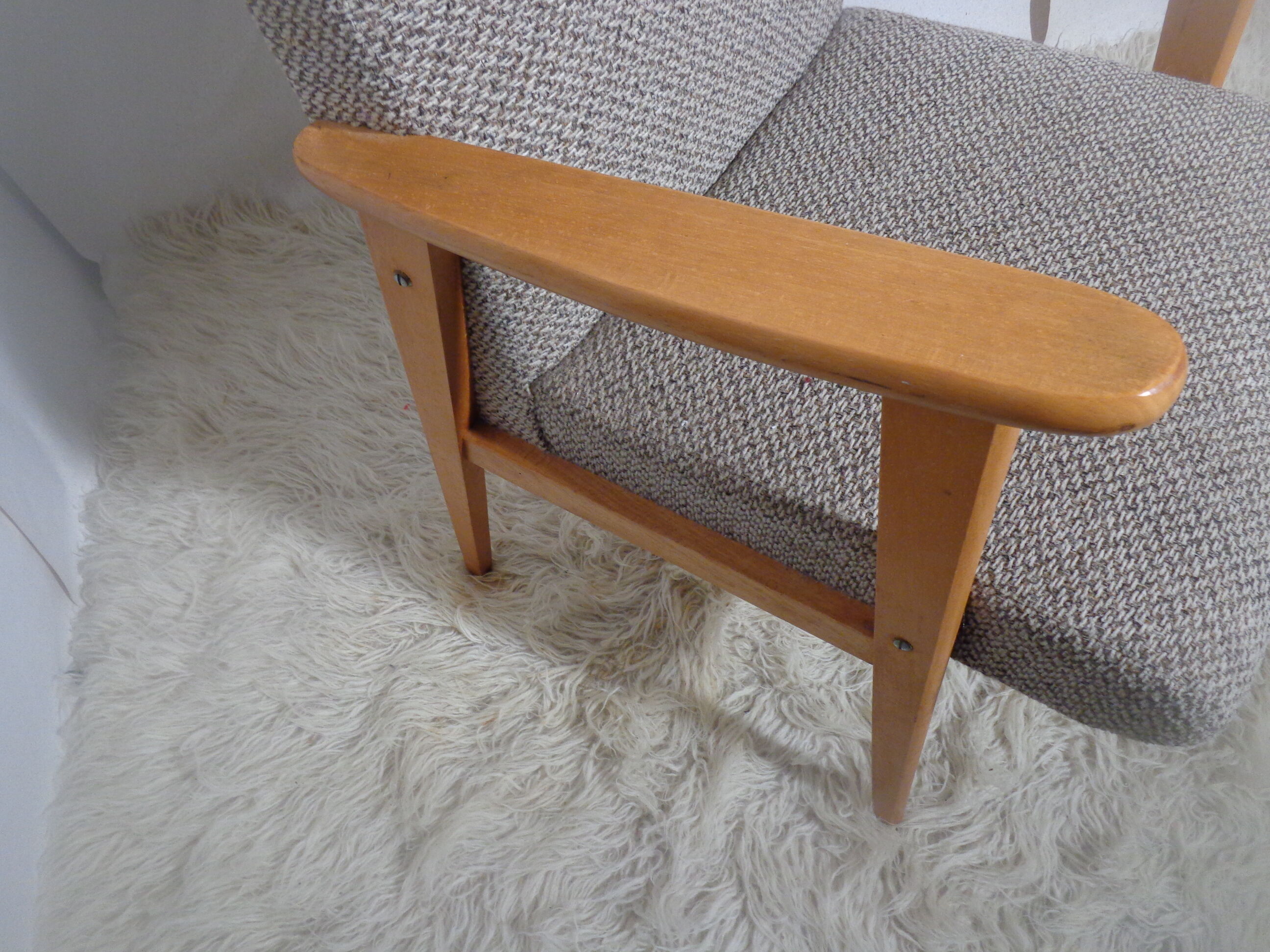 Pair of vintage Scandinavian armchairs from the 60s light wood