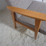 Pair of vintage Scandinavian armchairs from the 60s light wood