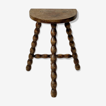 Tabouret de ferme tripode vintage