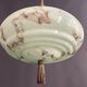 Art Deco Pendant Light with Twisted Stem, Marbled Effect, Metal and Brass - 1930s