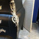 Chest of drawers "tomb" patinated black regency style