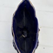 Cobalt blue vase urn planter gold-plated vintage Italy