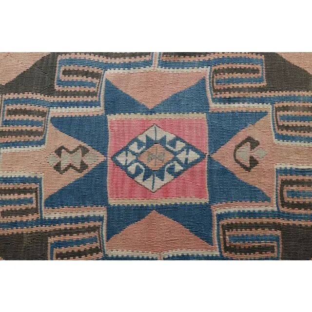 Vintage Turkish Oushak Handmade Cotton Orange Wool Kilim Runner Rug 170x404