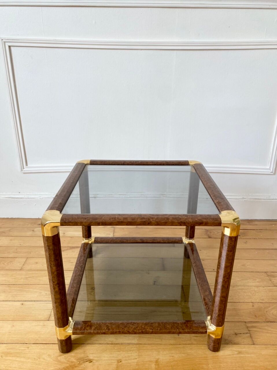 Piece of smoked glass sofa