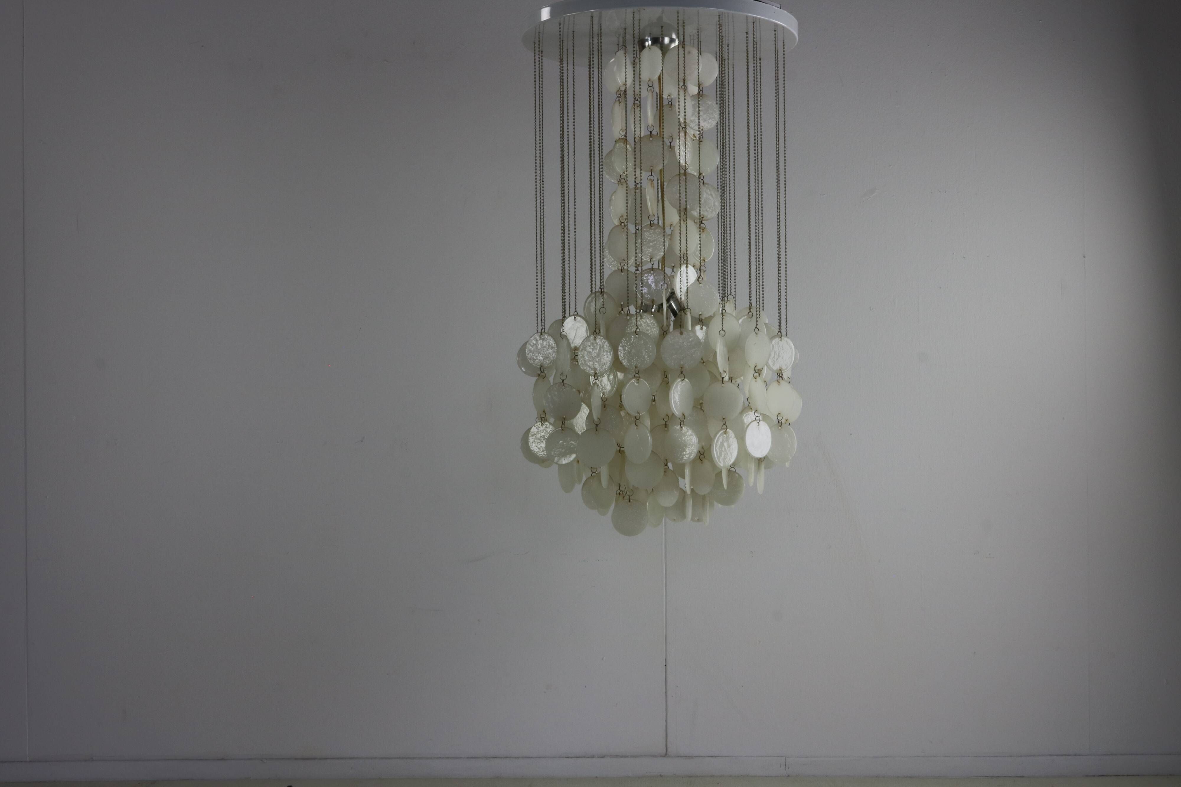 Sixties ceiling lamp with small ceramic shells