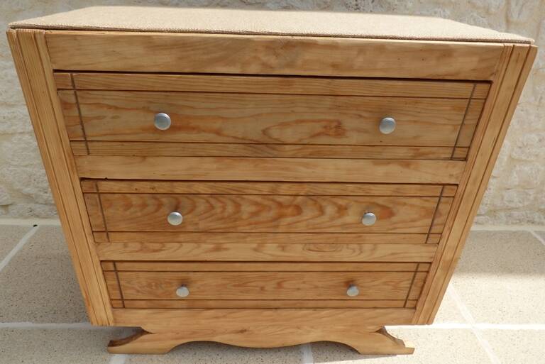 Art Deco 3-drawer wooden chest of drawers - Completely restored and refurbished -