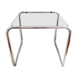 Side table chrome metal and smoked glass