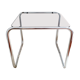 Side table chrome metal and smoked glass