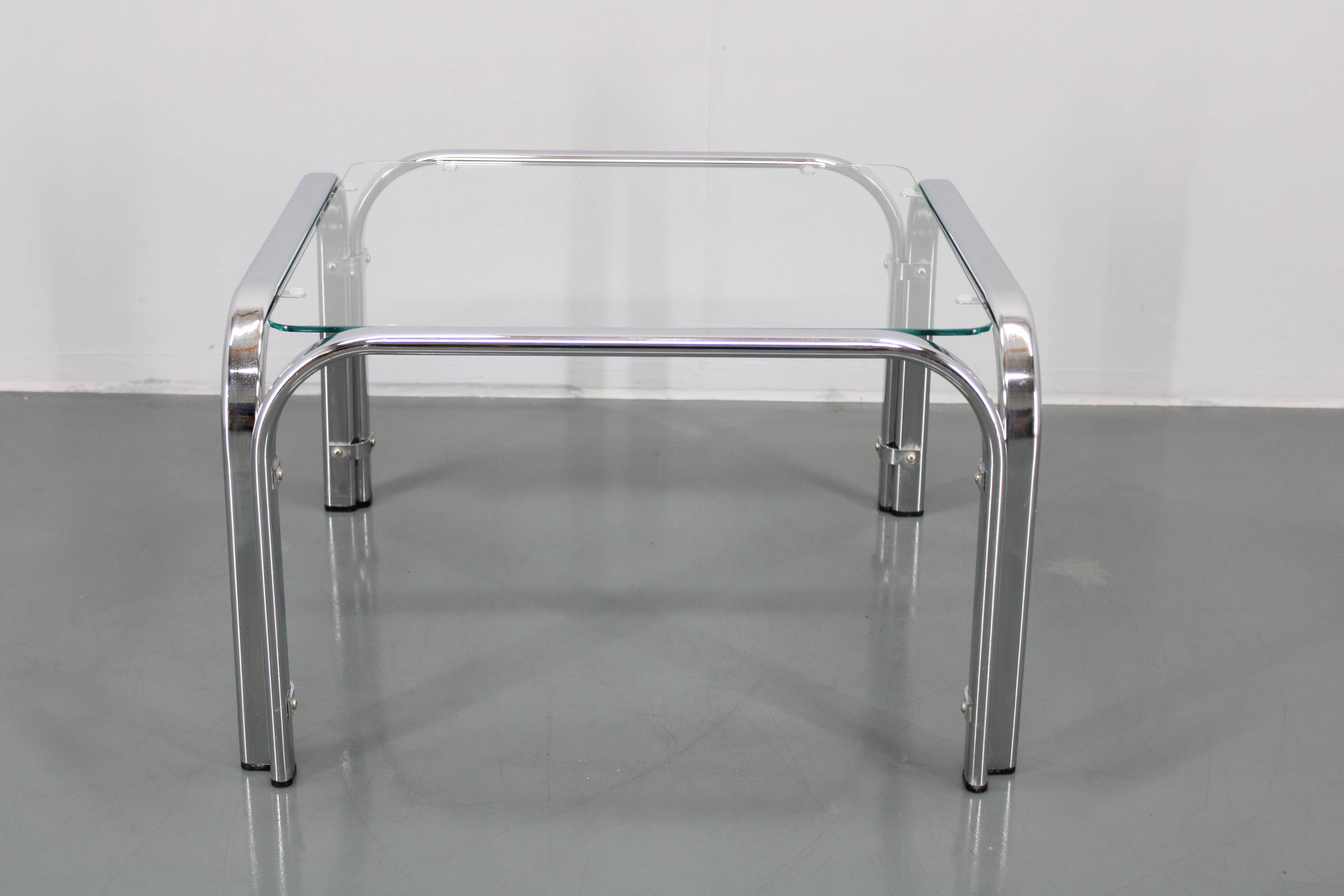 1970s Italian Glass Square Coffee Table