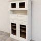Antique kitchen cupboard / bookshelf, off-white patina