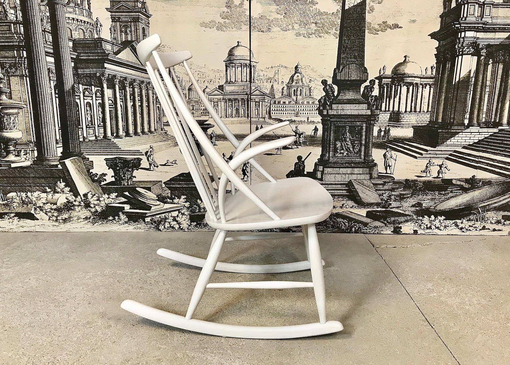 Wooden Rocking chair by Illum Wikkelsø for Niels Eilersen, Denmark 1950s