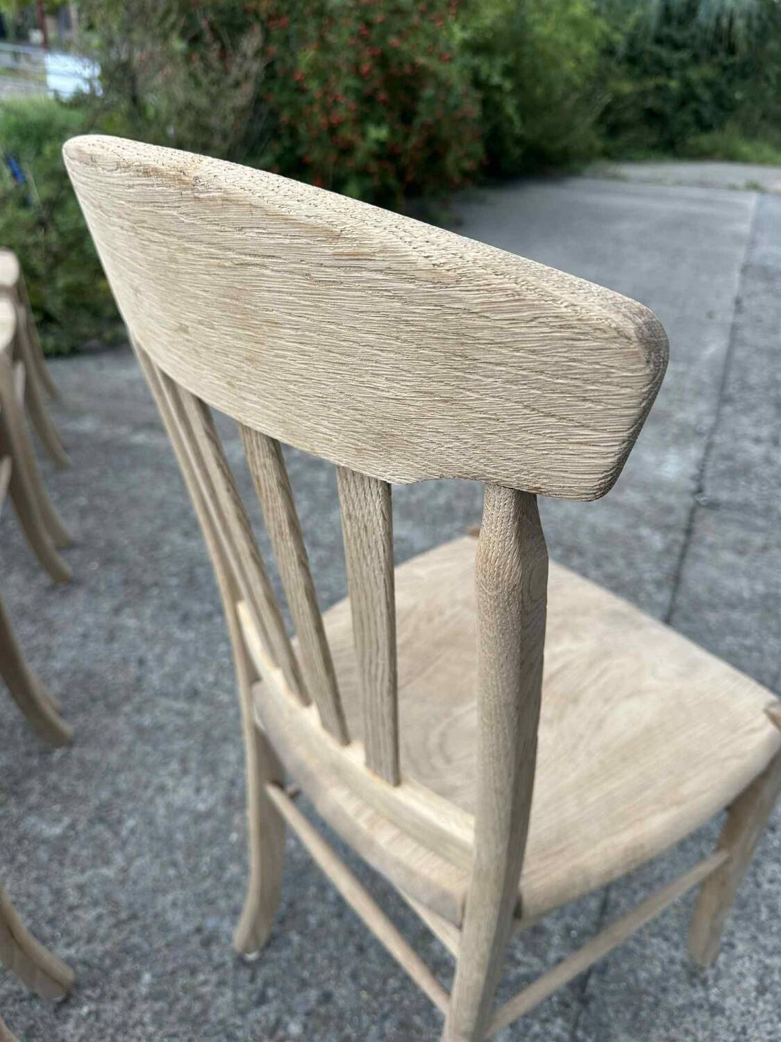 Set of 6 raw wood chairs