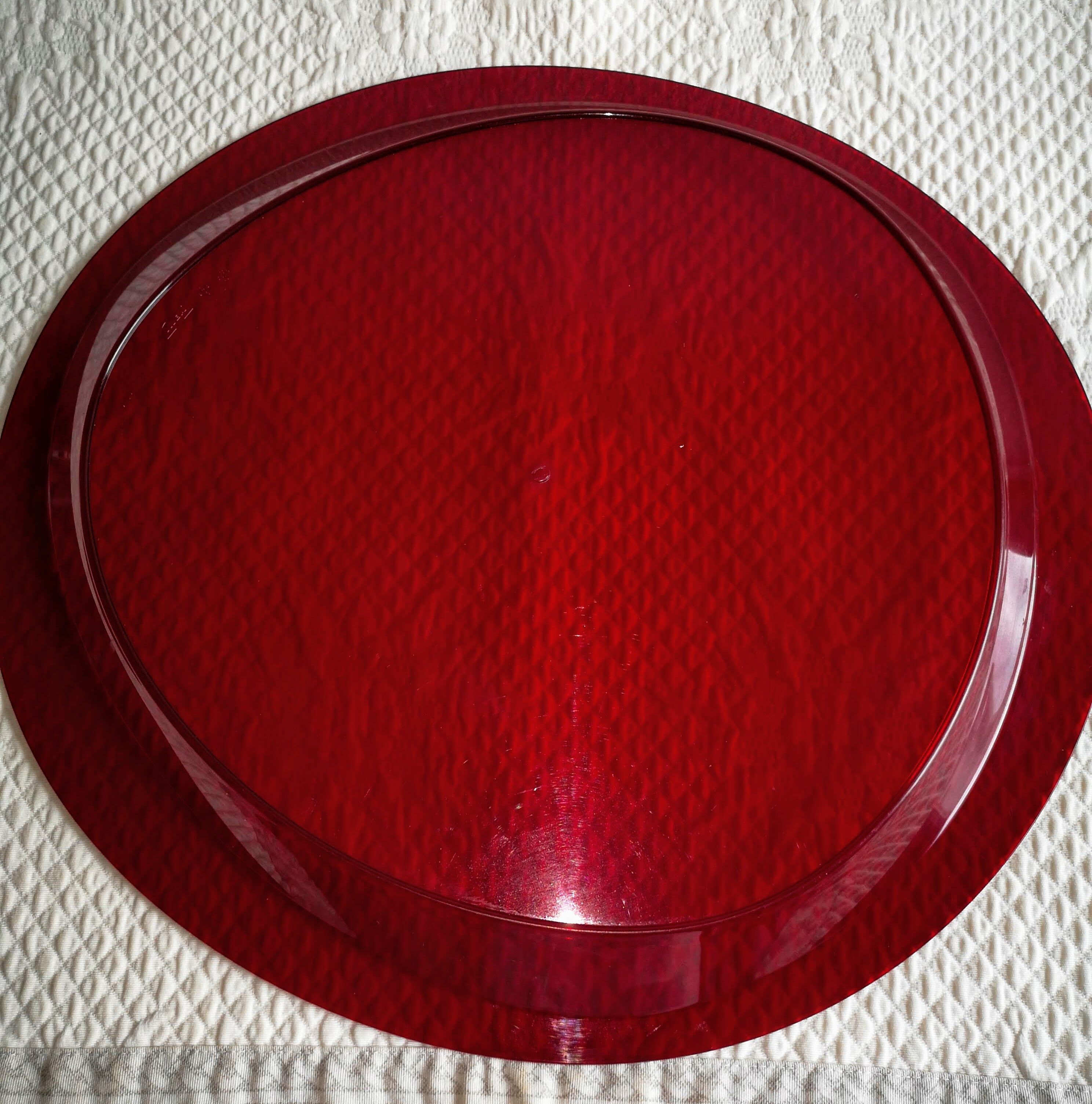 Oval top in red plexiglass 43 cm