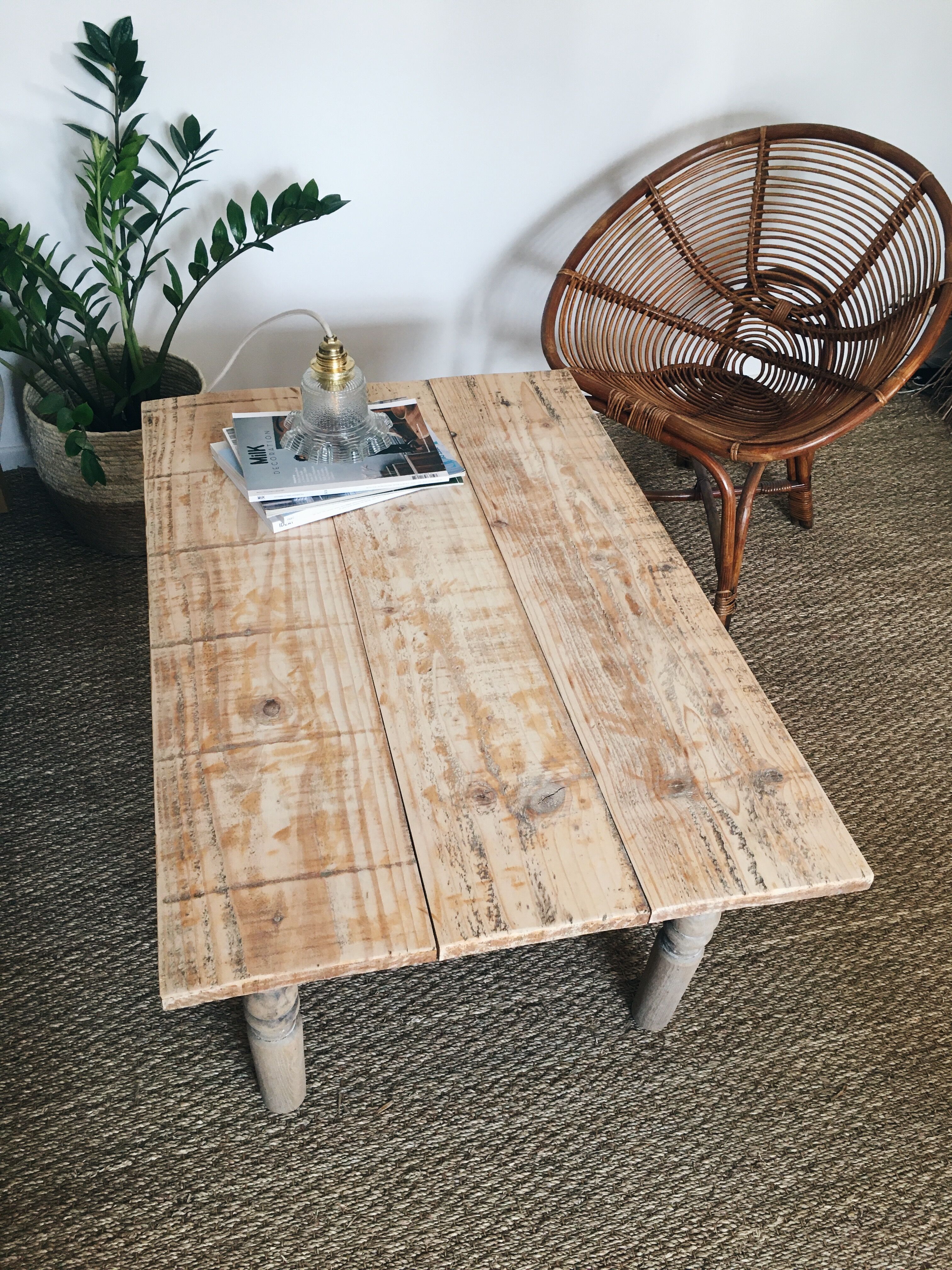 Farm table with cut feet