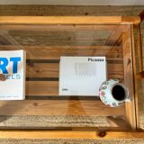 Vintage pine and glass coffee table