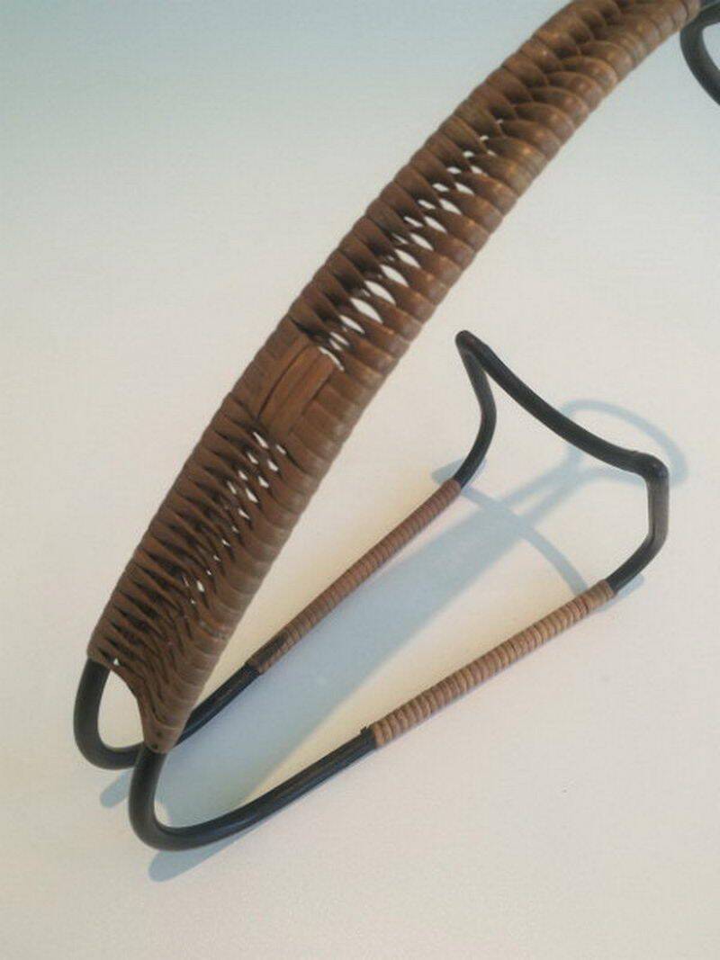 Lacquered metal and rattan bottle holder