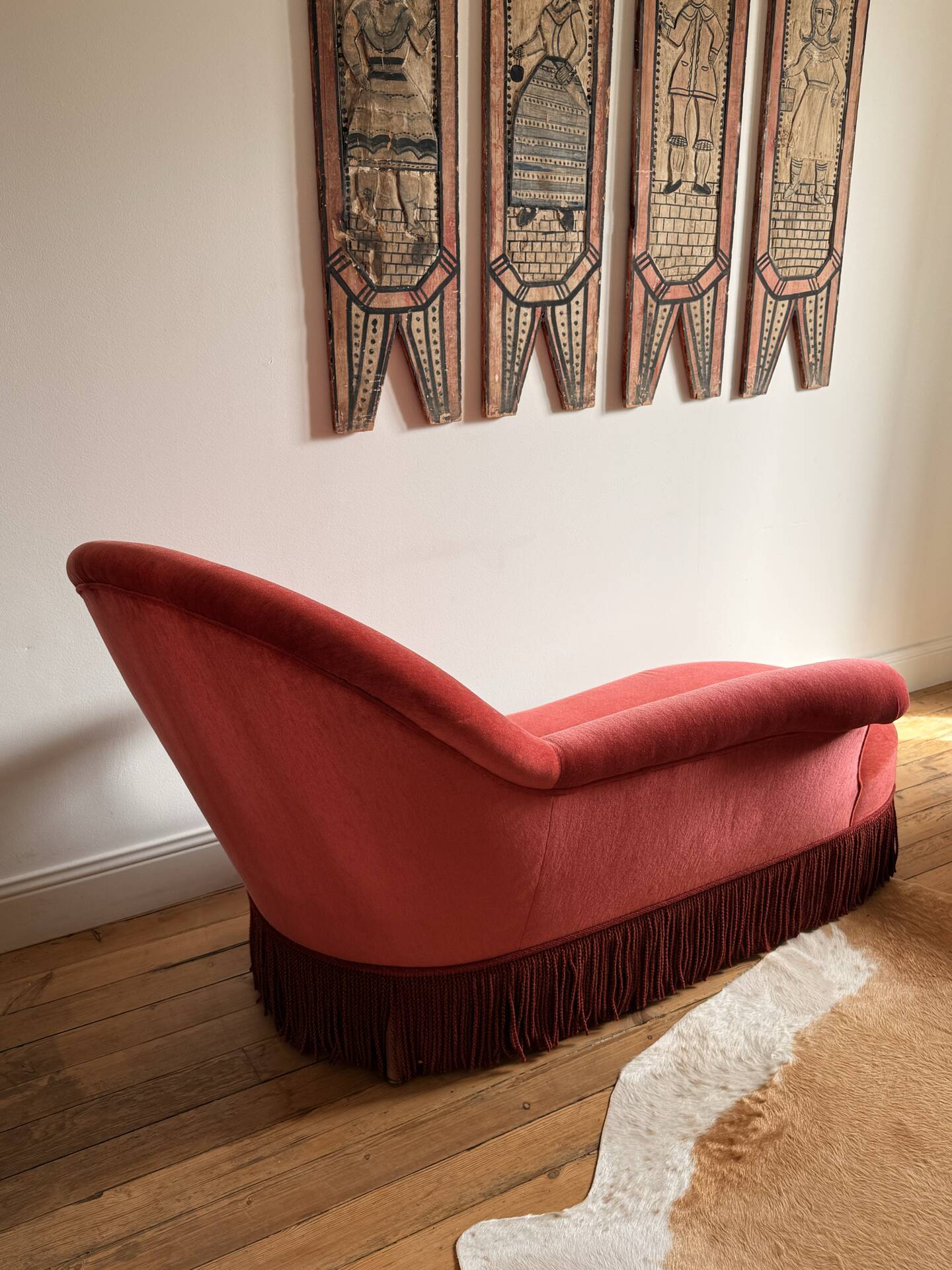 Napoleon III meridian in coral velvet with bouillon fringes – condition c