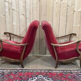 Pair of beech bridge armchairs from the 1950s