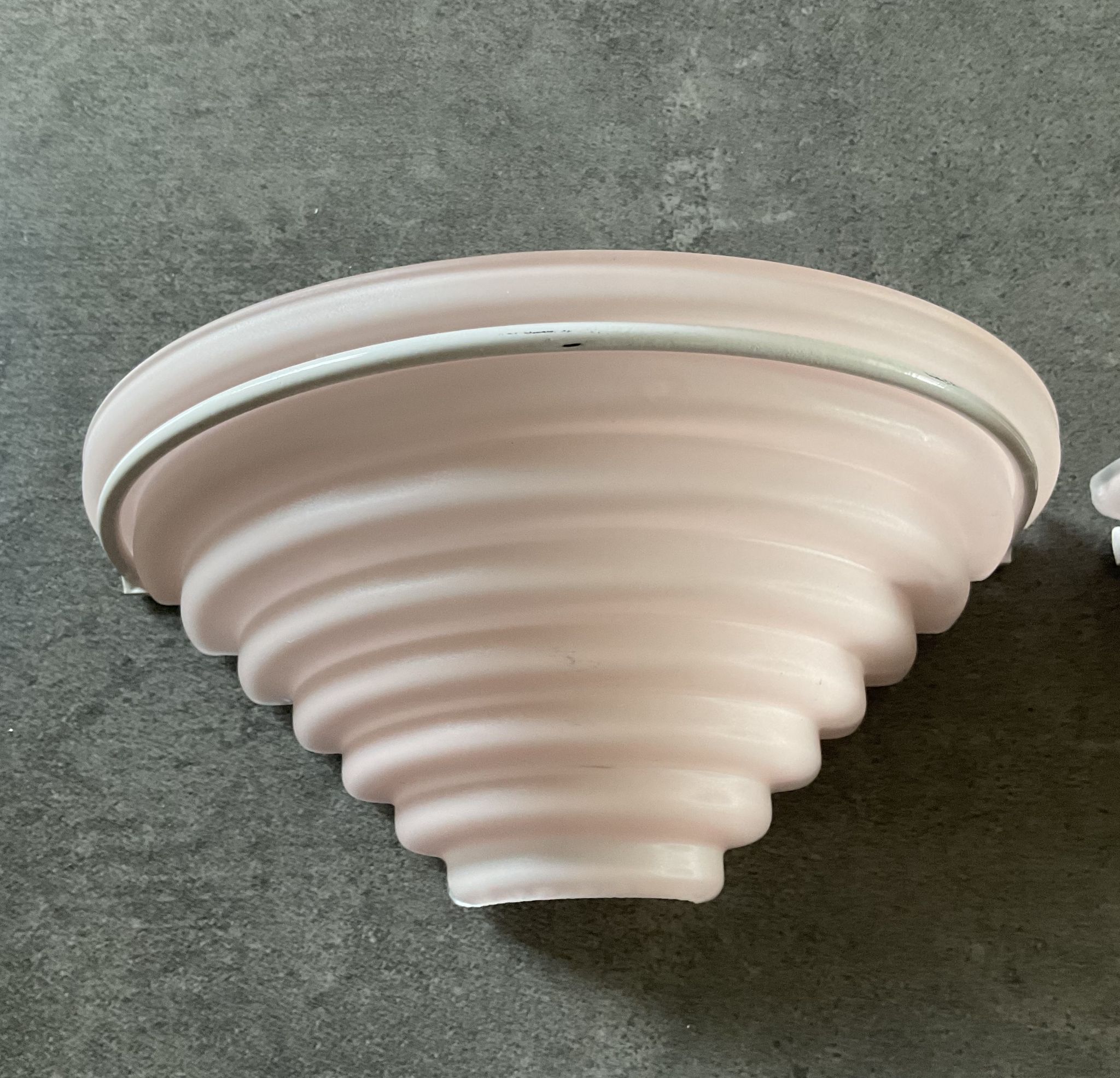 Pair of vintage frosted glass wall lamps 70s-80s