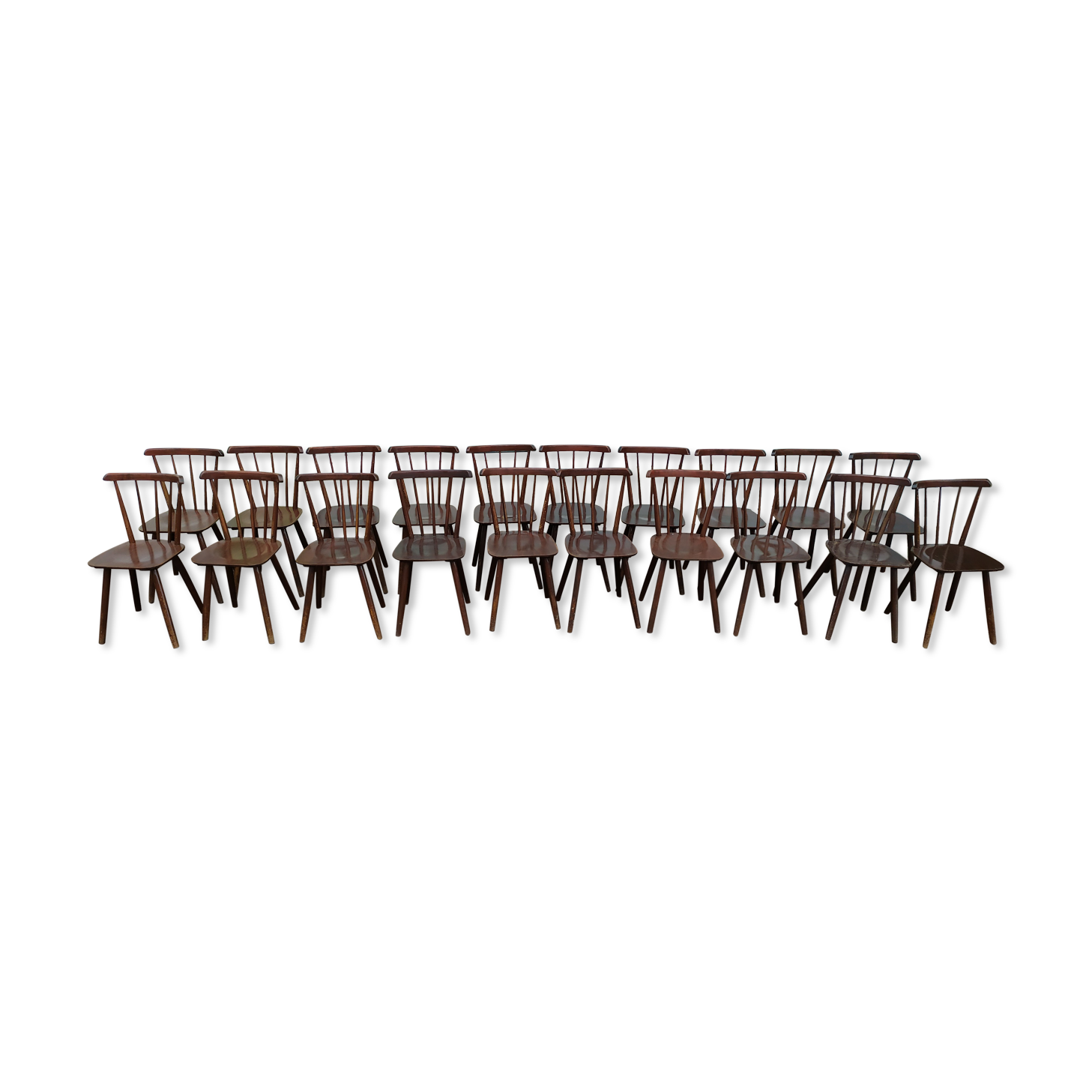 Lot de 20 chaises de bistrot bois - vintage