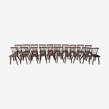 Lot de 20 chaises de bistrot bois - vintage