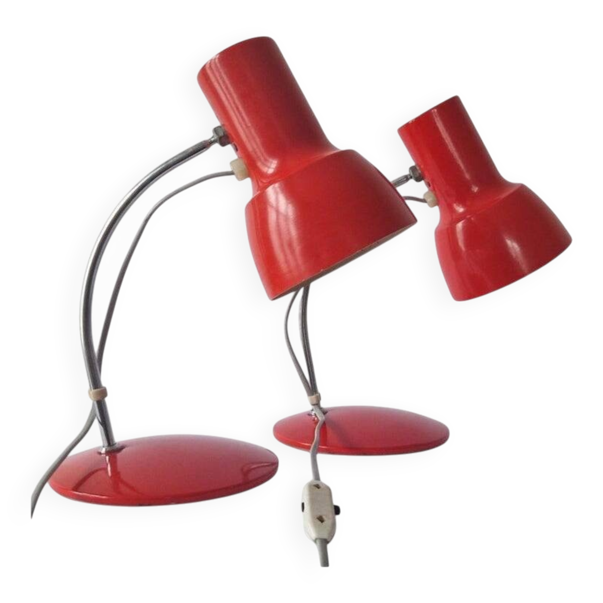 Paire de lampes de table rouges Midcentury Napako, années 1970