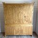 Large vintage display cabinet in solid pine with sliding doors, Country style.