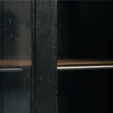 Arts crafts parlour glass display cabinet black ebonised chippendale england