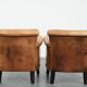 2 fauteuils vintage en cuir de mouton