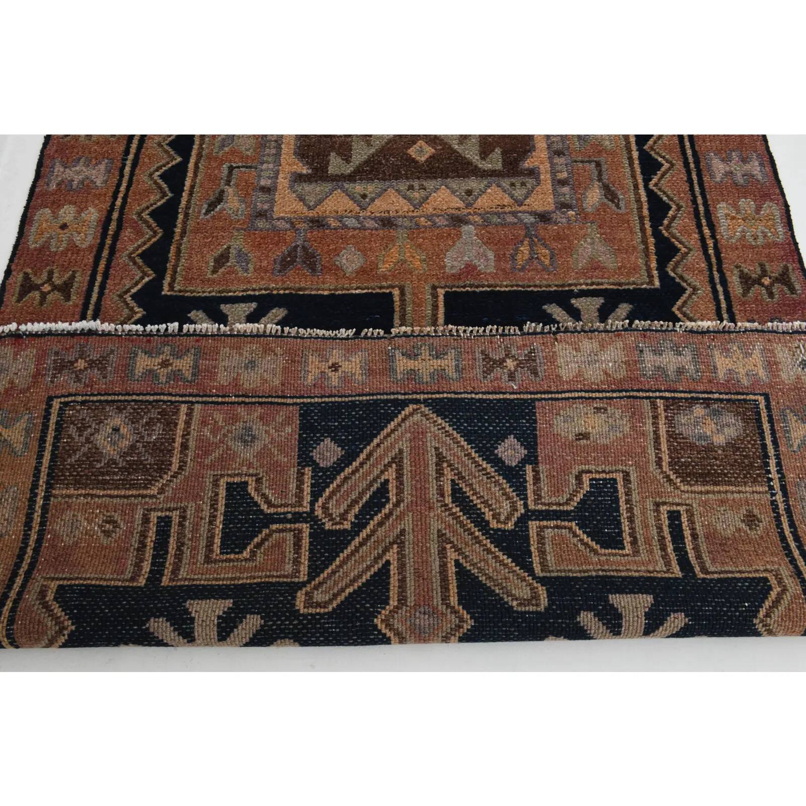 Vintage Turkish Oushak handmade wool cotton tan runner rug 114x285