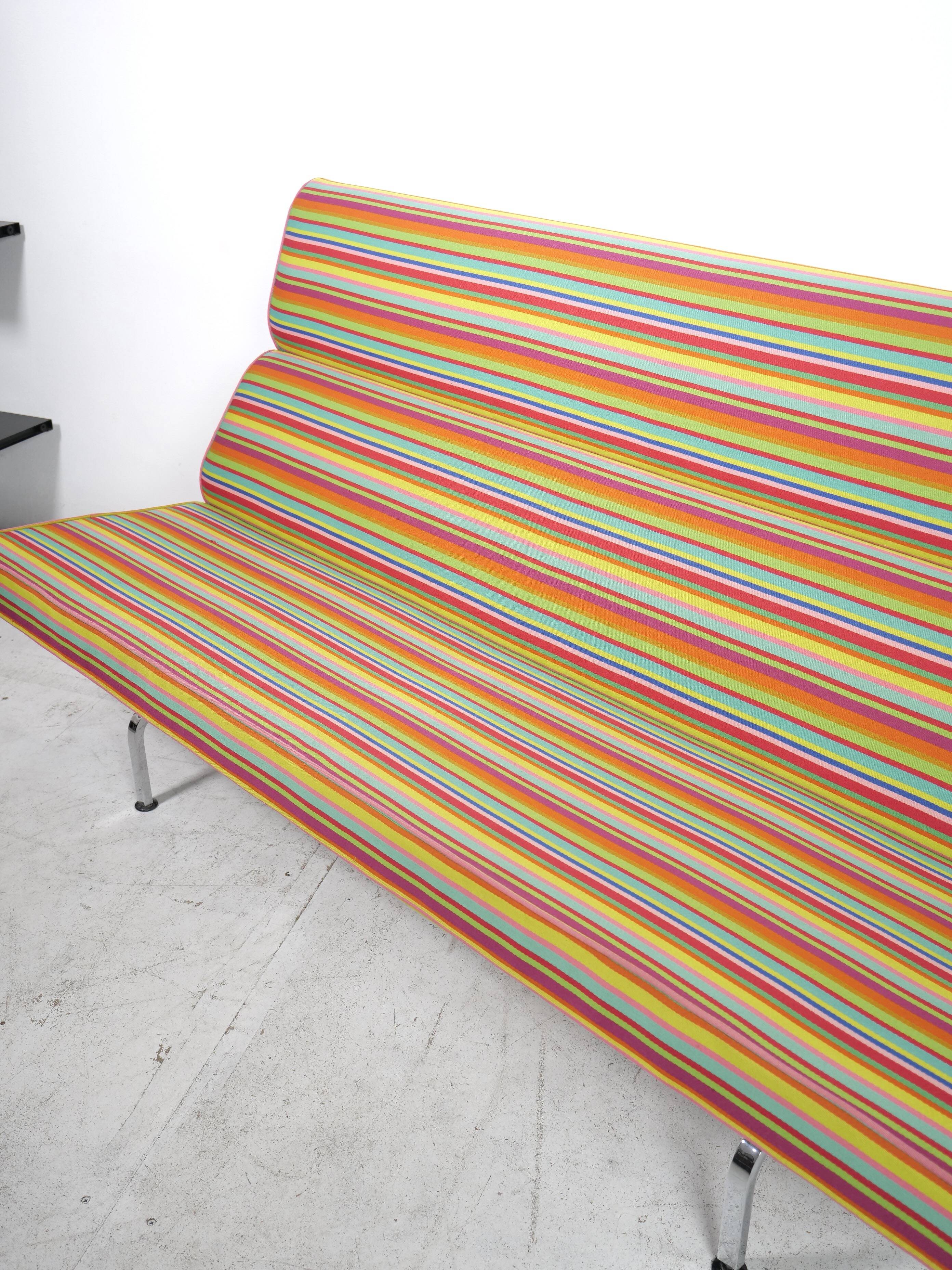 Compact sofa Eames Vitra Alexander Girard Miller stripe fabric