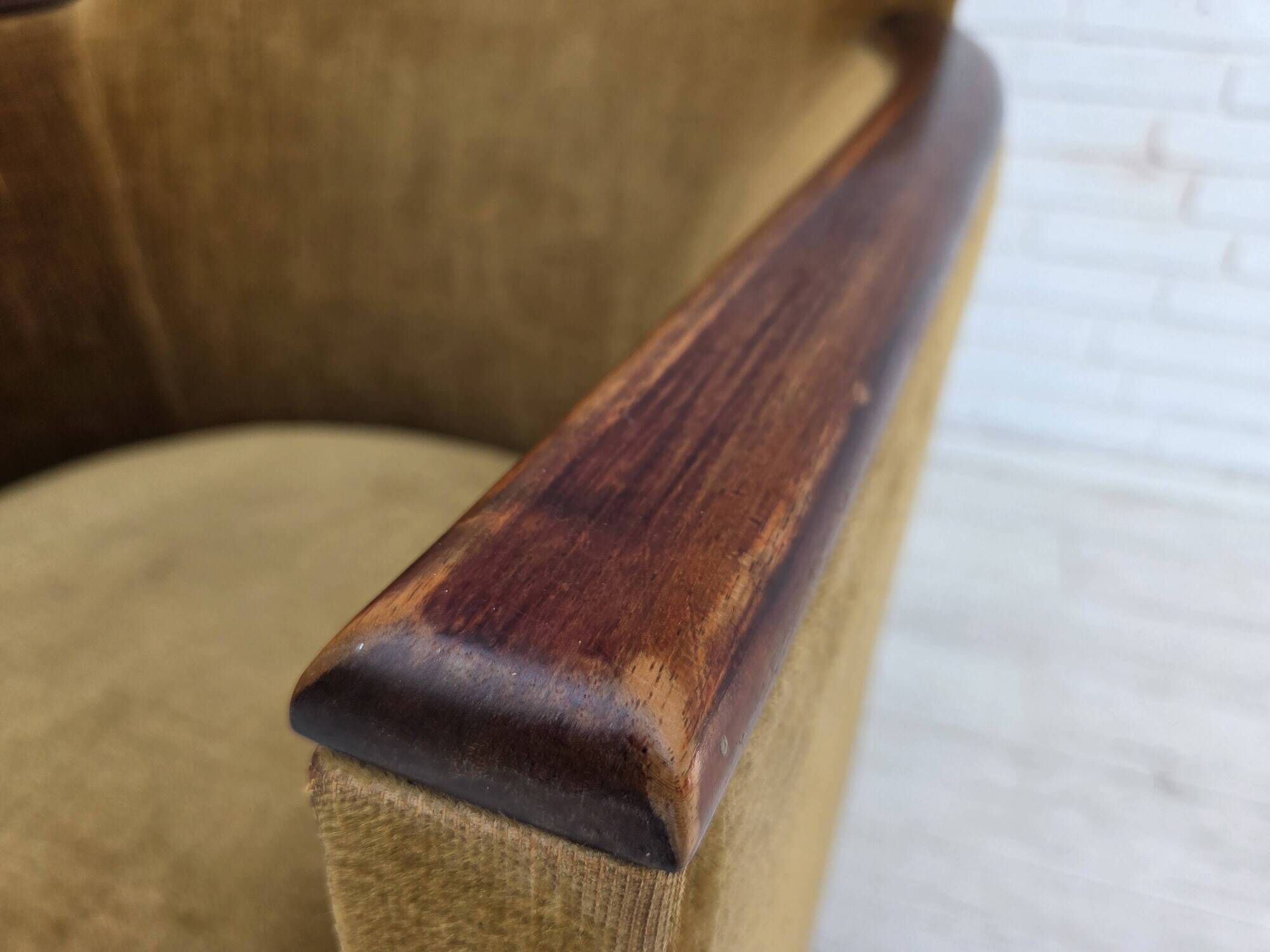 1960s, Danish armchair, furniture velour, ash wood.